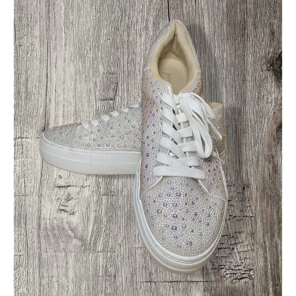 Betsey Johnson Women's Sidny Pearl Lace-Up Sneakers, Size 9.5M